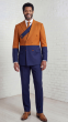 Navy Double Breasted Suit Peak Lapel