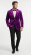 Purple Mens Blazer Velvet Sport Coat Notch Lapel