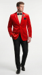 Red Mens Blazer Velvet Sport Coat Notch Lapel