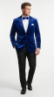 Sapphire Mens Blazer Velvet Sport Coat Notch Lapel