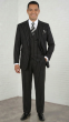 Black Pinstripes Mens Suit Semi Wide Leg Pants