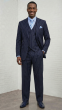 Navy Pinstripes Mens Suit Semi Wide Leg Pants