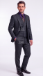 Black Suit Mens 3 Piece Suits with Peak Lapel