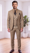 Tan Suit Mens 3 Piece Suits with Peak Lapel