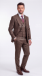 Brown Suit Mens 3 Piece Suits with Peak Lapel