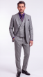Grey Suit Mens 3 Piece Suits with Peak Lapel