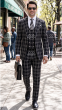 Black Suit Mens Fashion Suits Double Breasted Vest