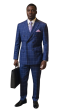 Blue Windowpane Fabric Double Breasted Suit