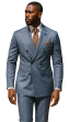 CCO Men's Outlet 2 Piece Sharkskin Double Breasted Suit - Adjustable Waistband