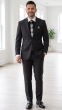 Black Inexpensive Suit 2 Piece Suit Notch Lapel