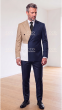 Navy Double Breasted Suit Men's Wool Suits Peak Lapel