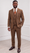 Copper Three Piece Mens Suits Double Breasted Vest