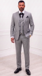 Grey Three Piece Mens Suits Double Breasted Vest