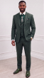 Hunter Green Three Piece Mens Suits Double Breasted Vest