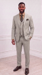 Tan Three Piece Mens Suits Double Breasted Vest