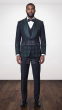 Black/Green Tuxedo Shawl Lapel
