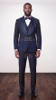 Black/Royal Tuxedo Shawl Lapel