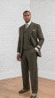 Tiglio Rosso Men's 3 Piece 100% Wool Suit - Wide Leg Pants - Olive