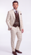 Tan Suit Peak Lapel Men Suits