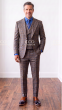 Brown Plaid Suit Mens Wool Suits Double Breasted Vest
