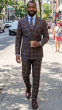 Statement Men's Outlet 2 Piece 100% Wool Double Breasted Plaid Suit - Modern Fit