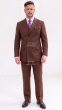Brown Suit Double Breasted Mens Suits Peak Lapel