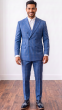 Nautic Blue Suit Plaid Men's Suits Double Breasted Suit Jacket