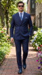 Navy Suit Plaid Mens Suits Pants with Adjustable Waistband