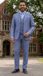 CCO Men's Outlet 3 Piece Windowpane Suit - Adjustable Waistband