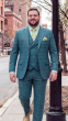 Teal Suit Three Piece Suits Mens Suits Double Breasted Vest