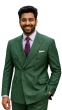 Forest Green Green Double Breasted Suits for Men Plaid Fabric Cinchable Waistband