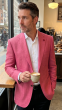 Fuchsia Blazer Mens Sports Coats with Patch Pockets