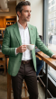 Hunter Green Blazer Mens Sports Coats with Patch Pockets