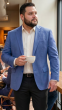Indigo Blazer Mens Sports Coats with Patch Pockets