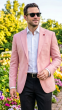 Pink Blazer Mens Sports Coats with Patch Pockets