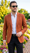 Rust Blazer Mens Sports Coats with Patch Pockets