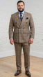 Tan Plaid Suit Men's Double Breasted Suits