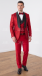 Red Tuxedo Black Lapels Formal Wear for Men