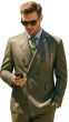Green Double Breasted Suit Sharkskin Fabric Cinchable Waistband