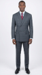 Gray Windowpane Fabric Double Breasted Suit
