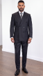 Statement Men's Outlet 2 Piece 100% Wool Modern Fit Suit - Tone on Tone Stripes