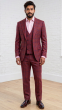 Burgundy Windowpane Suit Men's Fashion Suits