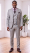 Grey Mens 3 Piece Notched Lapel Wool Suit