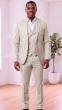 Tan Mens 3 Piece Notched Lapel Wool Suit