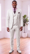 White Mens 3 Piece Notched Lapel Wool Suit