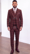 Burgundy Suit Mens Plaid Suits Peak Lapel