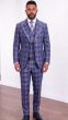 Navy Suit Mens Plaid Suits Peak Lapel