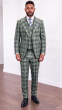 Sage Suit Mens Plaid Suits Peak Lapel