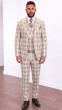 Tan Suit Mens Plaid Suits Peak Lapel