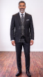 Black Mens 3 Piece Suit Peak Lapel